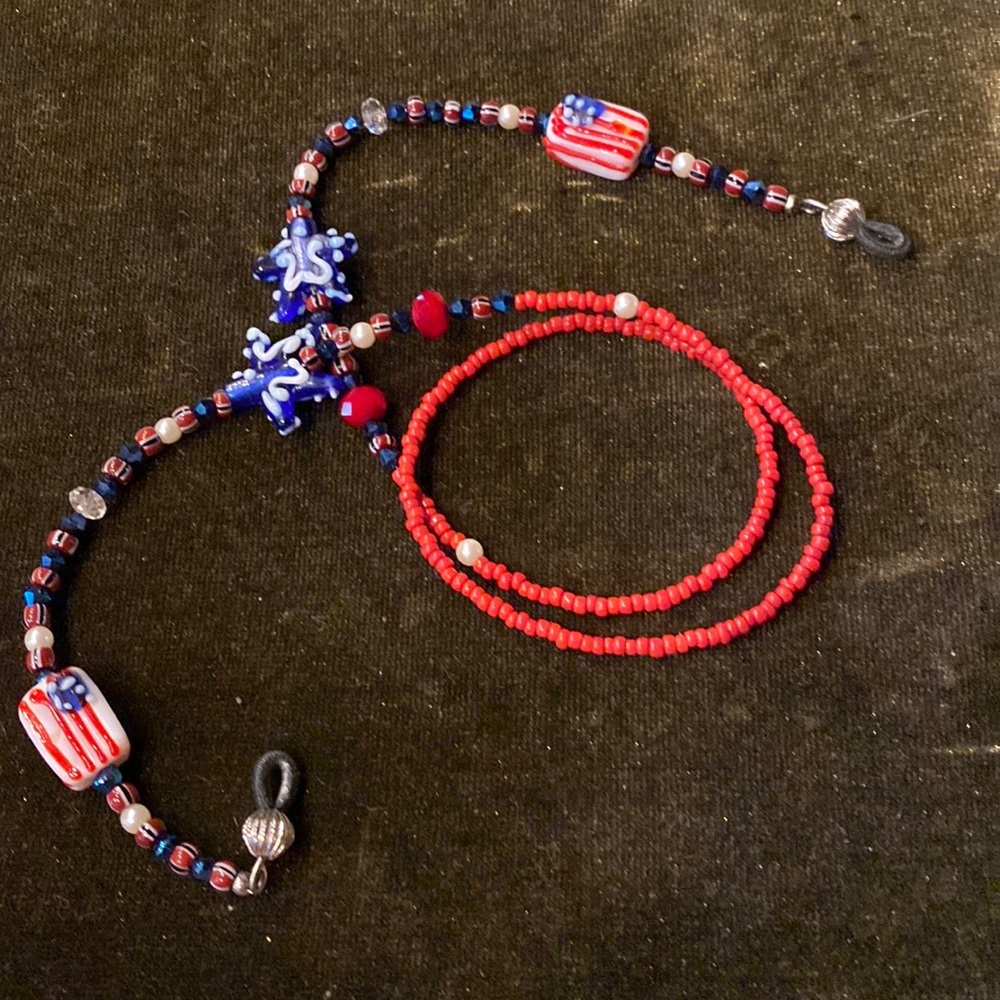 24” Fourth of July cut glass eyeglass holder